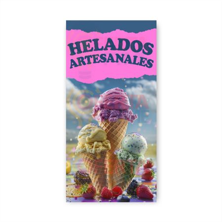 Pendón Publicitario colgante Helados Artesanales