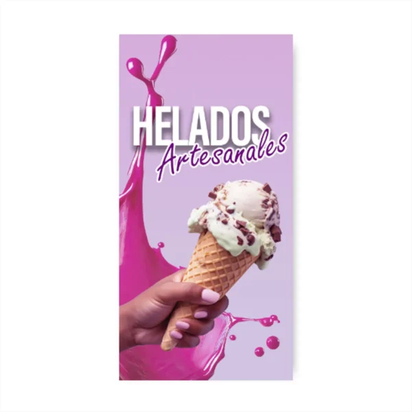 Pendon Publicitario colgante helados artesanales