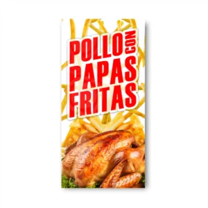 Pendón Publicitario Colgante Pollo Asado con papas Fritas