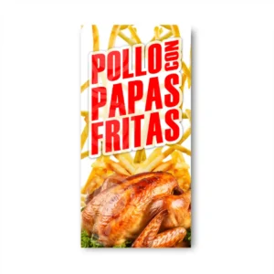 Pendón Publicitario Colgante Pollo Asado con papas Fritas