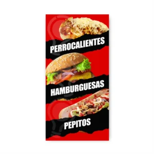 Pendon Publicitario colgante perrocaliente hamburguesa pepito