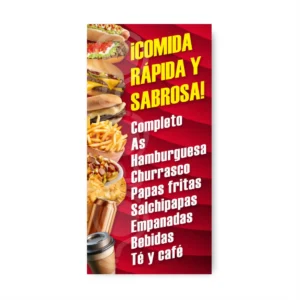Pendón publicitario colgante Comida Rápida