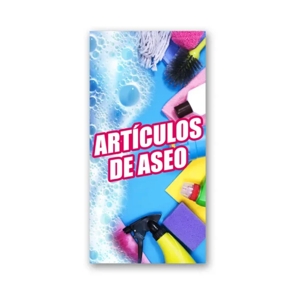 Pendon Publicitario colgante articulos de aseo