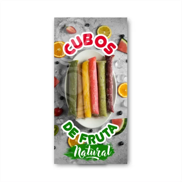 Pendon Publicitario colgante helado cubos de fruta