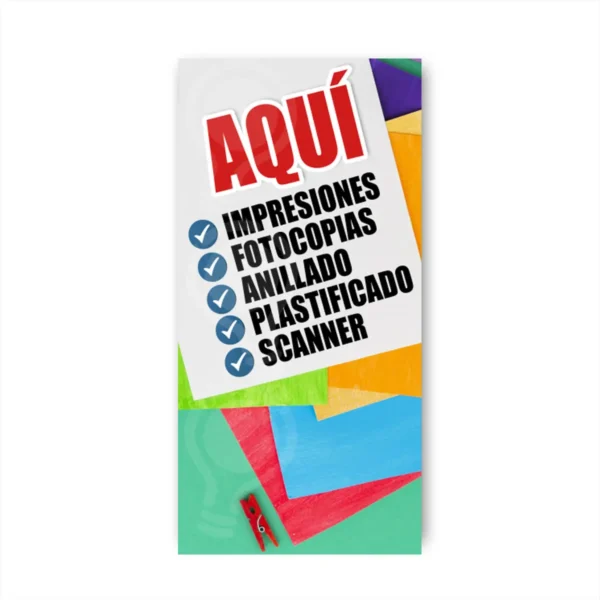 Pendon Publicitario colgante impresiones fotocopias anillado plastificado scanner