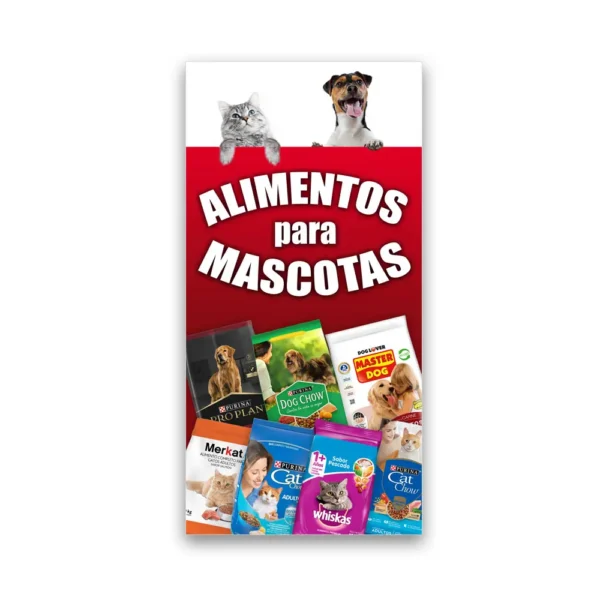 pendon publicitario colgante alimentos para mascotas