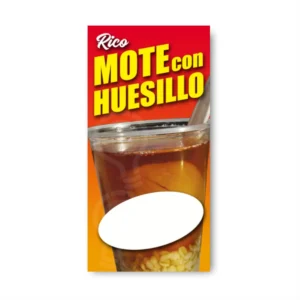 pendon publicitario colgante mote con huesillo