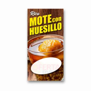 pendon publicitario colgante mote con huesillo
